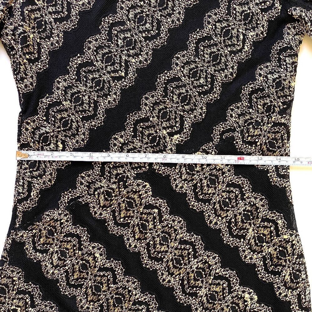 Bacci Black Lace & Metallic Gold Embroidered Dress Size M - Picture 14 of 15